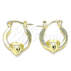 Argolla Pequeña 02.63.2712.15 Oro Laminado, Diseño de Corazón, Pulido, Tono Dorado