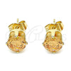 Arete Dormilona 5.128.039.1 Oro Laminado, con Chanpan Oscuro Zirconia Cubica, Pulido, Tono Dorado
