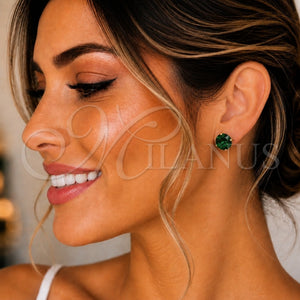 Arete Dormilona 5.128.039.2 Oro Laminado, con Verde Zirconia Cubica, Pulido, Tono Dorado