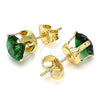Arete Dormilona 5.128.039.2 Oro Laminado, con Verde Zirconia Cubica, Pulido, Tono Dorado