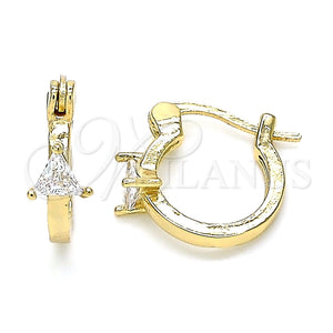 Argolla Pequeña 02.210.0501.12 Oro Laminado, con Blanca Zirconia Cubica, Pulido, Tono Dorado