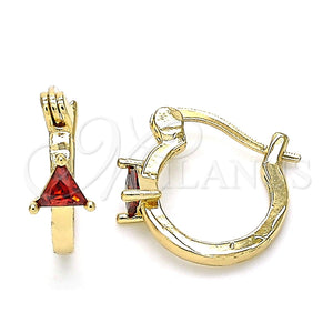 Argolla Pequeña 02.210.0501.1.12 Oro Laminado, con Granate Zirconia Cubica, Pulido, Tono Dorado