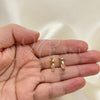 Argolla Pequeña 02.210.0501.2.12 Oro Laminado, con Rosado Zirconia Cubica, Pulido, Tono Dorado