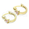 Argolla Pequeña 02.210.0501.2.12 Oro Laminado, con Rosado Zirconia Cubica, Pulido, Tono Dorado