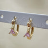 Argolla Pequeña 02.210.0501.2.12 Oro Laminado, con Rosado Zirconia Cubica, Pulido, Tono Dorado