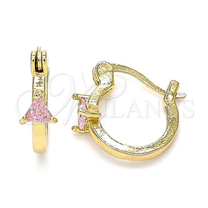 Argolla Pequeña 02.210.0501.2.12 Oro Laminado, con Rosado Zirconia Cubica, Pulido, Tono Dorado