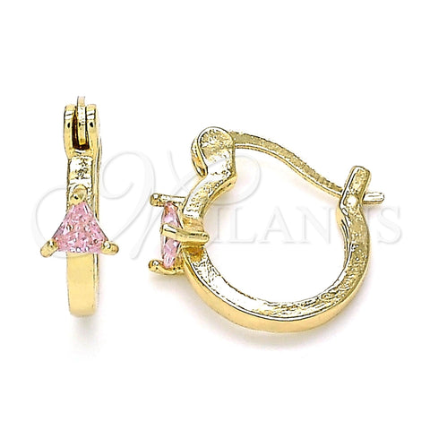 Argolla Pequeña 02.210.0501.2.12 Oro Laminado, con Rosado Zirconia Cubica, Pulido, Tono Dorado
