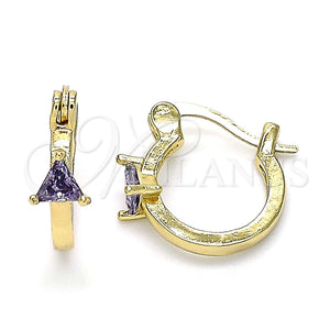 Argolla Pequeña 02.210.0501.3.12 Oro Laminado, con Amatista Zirconia Cubica, Pulido, Tono Dorado