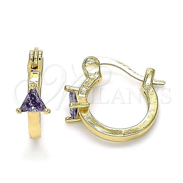 Argolla Pequeña 02.210.0501.3.12 Oro Laminado, con Amatista Zirconia Cubica, Pulido, Tono Dorado