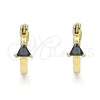 Argolla Pequeña 02.210.0501.5.12 Oro Laminado, con Negro Zirconia Cubica, Pulido, Tono Dorado