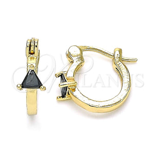 Argolla Pequeña 02.210.0501.5.12 Oro Laminado, con Negro Zirconia Cubica, Pulido, Tono Dorado