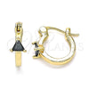 Argolla Pequeña 02.210.0501.5.12 Oro Laminado, con Negro Zirconia Cubica, Pulido, Tono Dorado