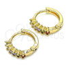Argolla Huggie 02.284.0033.12 Oro Laminado, con Multicolor Zirconia Cubica, Pulido, Tono Dorado