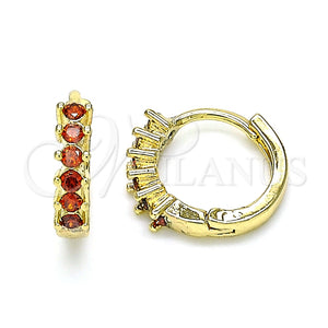 Argolla Huggie 02.284.0033.1.12 Oro Laminado, con Granate Zirconia Cubica, Pulido, Tono Dorado