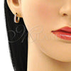 Argolla Huggie 02.284.0033.2.12 Oro Laminado, con Rosado Zirconia Cubica, Pulido, Tono Dorado