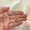 Argolla Huggie 02.284.0033.2.12 Oro Laminado, con Rosado Zirconia Cubica, Pulido, Tono Dorado