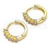 Argolla Huggie 02.284.0033.2.12 Oro Laminado, con Rosado Zirconia Cubica, Pulido, Tono Dorado