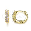 Argolla Huggie 02.284.0033.2.12 Oro Laminado, con Rosado Zirconia Cubica, Pulido, Tono Dorado