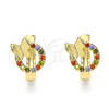 Argolla Huggie 02.284.0034.12 Oro Laminado, Diseño de Mariposa, con Multicolor Micro Pave, Pulido, Tono Dorado