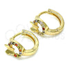 Argolla Huggie 02.284.0034.12 Oro Laminado, Diseño de Mariposa, con Multicolor Micro Pave, Pulido, Tono Dorado