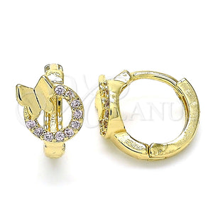 Argolla Huggie 02.284.0034.2.12 Oro Laminado, Diseño de Mariposa, con Rosado Micro Pave, Pulido, Tono Dorado