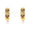 Argolla Huggie 02.284.0035.1.12 Oro Laminado, Diseño de Corazón, con Granate Micro Pave, Pulido, Tono Dorado