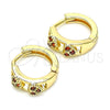 Argolla Huggie 02.284.0035.1.12 Oro Laminado, Diseño de Corazón, con Granate Micro Pave, Pulido, Tono Dorado