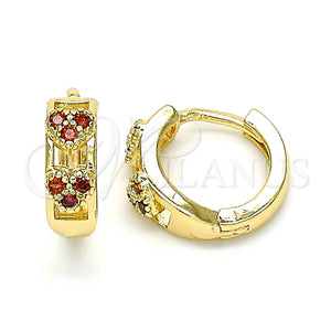 Argolla Huggie 02.284.0035.1.12 Oro Laminado, Diseño de Corazón, con Granate Micro Pave, Pulido, Tono Dorado