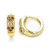 Argolla Huggie 02.284.0035.1.12 Oro Laminado, Diseño de Corazón, con Granate Micro Pave, Pulido, Tono Dorado