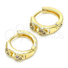 Argolla Huggie 02.284.0035.2.12 Oro Laminado, Diseño de Corazón, con Rosado Micro Pave, Pulido, Tono Dorado