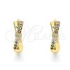 Argolla Huggie 02.284.0036.12 Oro Laminado, con Multicolor Micro Pave, Pulido, Tono Dorado