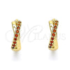 Argolla Huggie 02.284.0036.1.12 Oro Laminado, con Granate Micro Pave, Pulido, Tono Dorado
