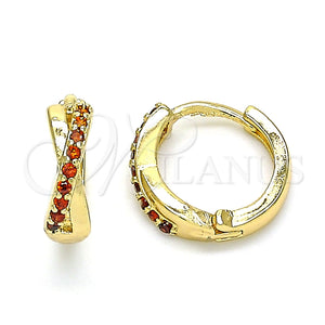 Argolla Huggie 02.284.0036.1.12 Oro Laminado, con Granate Micro Pave, Pulido, Tono Dorado