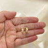 Argolla Huggie 02.284.0036.2.12 Oro Laminado, con Rosado Micro Pave, Pulido, Tono Dorado