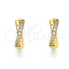 Argolla Huggie 02.284.0036.2.12 Oro Laminado, con Rosado Micro Pave, Pulido, Tono Dorado