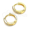 Argolla Huggie 02.284.0036.2.12 Oro Laminado, con Rosado Micro Pave, Pulido, Tono Dorado