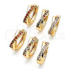 Argolla Huggie 02.284.0036.2.12 Oro Laminado, con Rosado Micro Pave, Pulido, Tono Dorado