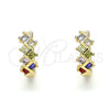 Argolla Huggie 02.284.0037.12 Oro Laminado, con Multicolor Zirconia Cubica, Pulido, Tono Dorado