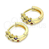 Argolla Huggie 02.284.0037.12 Oro Laminado, con Multicolor Zirconia Cubica, Pulido, Tono Dorado
