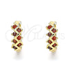 Argolla Huggie 02.284.0037.1.12 Oro Laminado, con Granate Zirconia Cubica, Pulido, Tono Dorado