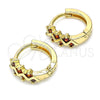 Argolla Huggie 02.284.0037.1.12 Oro Laminado, con Granate Zirconia Cubica, Pulido, Tono Dorado