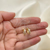 Argolla Huggie 02.284.0037.2.12 Oro Laminado, con Rosado Zirconia Cubica, Pulido, Tono Dorado