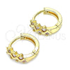 Argolla Huggie 02.284.0037.2.12 Oro Laminado, con Rosado Zirconia Cubica, Pulido, Tono Dorado