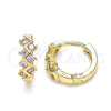 Argolla Huggie 02.284.0037.2.12 Oro Laminado, con Rosado Zirconia Cubica, Pulido, Tono Dorado