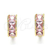 Argolla Huggie 02.284.0038.12 Oro Laminado, con Rosado Zirconia Cubica, Pulido, Tono Dorado
