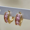Argolla Huggie 02.284.0038.12 Oro Laminado, con Rosado Zirconia Cubica, Pulido, Tono Dorado