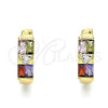 Argolla Huggie 02.284.0039.15 Oro Laminado, Diseño de Baguette, con Multicolor Zirconia Cubica, Pulido, Tono Dorado