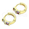 Argolla Huggie 02.284.0039.15 Oro Laminado, Diseño de Baguette, con Multicolor Zirconia Cubica, Pulido, Tono Dorado