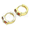Argolla Huggie 02.284.0039.1.15 Oro Laminado, Diseño de Baguette, con Granate and Blanca Zirconia Cubica, Pulido, Tono Dorado