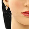 Argolla Huggie 02.284.0039.2.15 Oro Laminado, Diseño de Baguette, con Rosado and Blanca Zirconia Cubica, Pulido, Tono Dorado